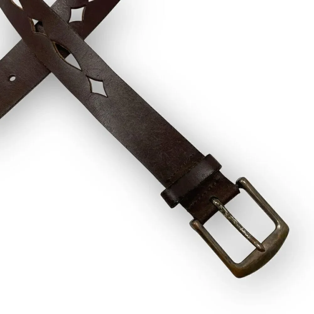 Hipwear Belt Laser Cut Brown Leather Women's Size Large Vintage